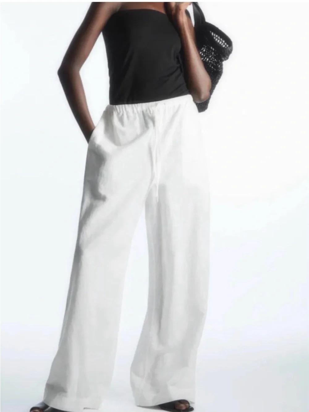 COS white linen pants S